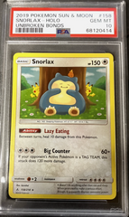 SNORLAX-HOLO #158 PSA 10 Unbroken Bonds