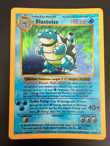Blastoise HOLO #2 Base Set SHADOWLESS - MP