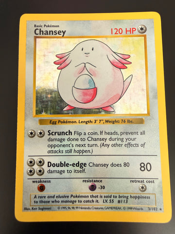 Chansey HOLO #3 Base Set SHADOWLESS - LP
