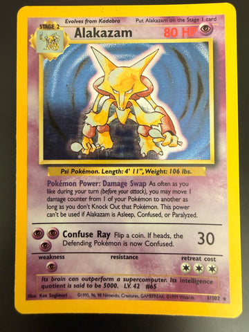 Alakazam HOLO #1 Base Set UNLIMITED - MP