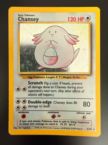 Chansey HOLO #3 Base Set UNLIMITED - LP