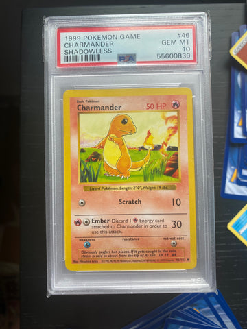 PSA 10 Pokemon 1999 Shadowless Charmander #46