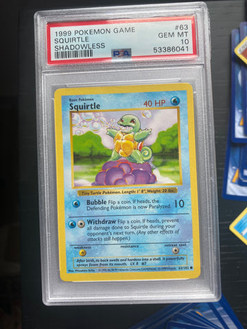 PSA 10 Pokemon 1999 Shadowless Squirtle #63