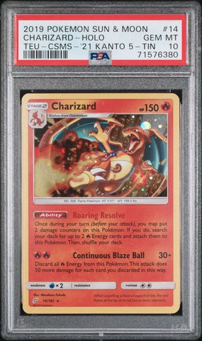 CHARIZARD- COSMOS HOLO #14 PSA 10 Team Up